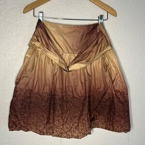 Brown Ombré Bubble Skirt Y2K Celui Side Zipper Silky Medium 80s Punk Indie